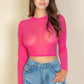 Sexy Sheer Mesh Long Sleeve Crop Top