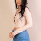 Ribbed Long Sleeve Snap Button Down Crop Top