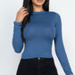 Mock Neck Solid Long Sleeve Top