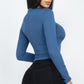 Mock Neck Solid Long Sleeve Top