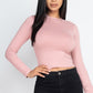 Mock Neck Solid Long Sleeve Top