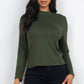 Mock Neck Solid Long Sleeve Top