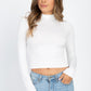 Mock Neck Solid Long Sleeve Top