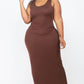 Plus Size Solid Basic Maxi Dress