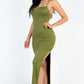 Crisscross Back Split Thigh Maxi Dress