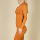 Split Neck Long Sleeve Midi Dress
