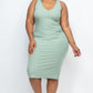 Plus Size Ribbed Sleeveless Bodycon Midi Dress