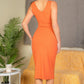 Ribbed Back Slit Bodycon Midi Dress