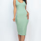 Ribbed Back Slit Bodycon Midi Dress