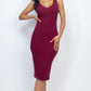Ribbed Back Slit Bodycon Midi Dress