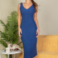 Ribbed Back Slit Bodycon Midi Dress