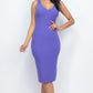 Ribbed Back Slit Bodycon Midi Dress