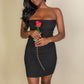 Ribbed Bandeau Cut Out Back Mini Bodycon Dress