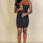 Ribbed Bandeau Cut Out Back Mini Bodycon Dress