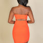 Ribbed Bandeau Cut Out Back Mini Bodycon Dress