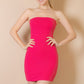 Ribbed Bandeau Cut Out Back Mini Bodycon Dress