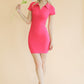 Ribbed Polo Short Sleeve Bodycon Mini Dress