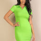 Ribbed Polo Short Sleeve Bodycon Mini Dress