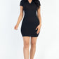Ribbed Polo Short Sleeve Bodycon Mini Dress