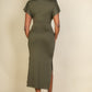Tie Front Short Sleeve Side Slit Dress