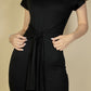 Tie Front Short Sleeve Side Slit Dress