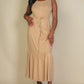 Button Front Tie Waist Sleeveless Maxi Dress