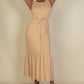 Button Front Tie Waist Sleeveless Maxi Dress