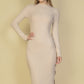 Sweater-knit Fuzzy Mock Neck Split Thigh Dress