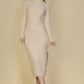 Sweater-knit Fuzzy Mock Neck Split Thigh Dress