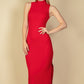 Ribbed Mock Neck Side Slit Sleeveless Bodycon Maxi Dress