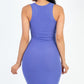 Casual Ribbed Split Neck Bodycon Dress