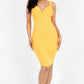 Casual Ribbed Split Neck Bodycon Dress