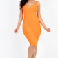 Casual Ribbed Split Neck Bodycon Dress