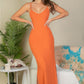 Ribbed Side Slit Long Cami Dress