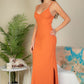 Ribbed Side Slit Long Cami Dress