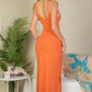 Ribbed Side Slit Long Cami Dress
