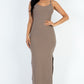 Ribbed Side Slit Long Cami Dress