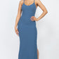 Ribbed Side Slit Long Cami Dress