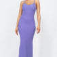 Ribbed Side Slit Long Cami Dress
