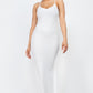 Ribbed Side Slit Long Cami Dress
