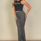 Wavy Print High Waist Flare Pants