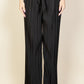 Pleated Stretch Crepe Pull-on Wide Leg Tie Front Pants