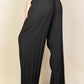 Pleated Stretch Crepe Pull-on Wide Leg Tie Front Pants