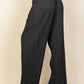 Pleated Stretch Crepe Pull-on Wide Leg Tie Front Pants