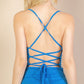 Ribbed Cowl Neck Backless Split Wide Leg Jumpsuit