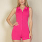 Ribbed Knit Sleeveless Button Front Romper