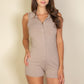 Ribbed Knit Sleeveless Button Front Romper