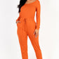 Tie Waist Long Sleeve Jumpsuit