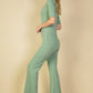French Terry Short Sleeve Flare Jumpsuit