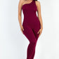 Solid Color One Shoulder Jumpsuit